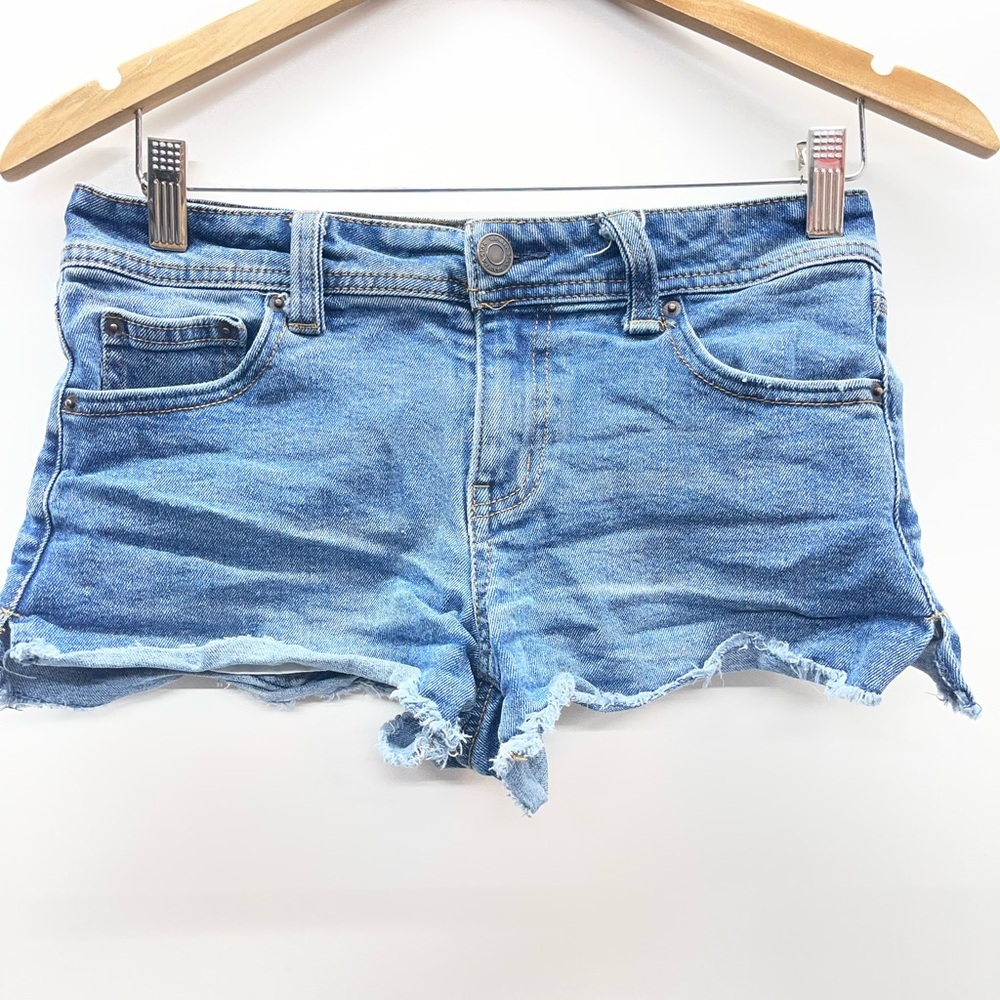 Vanilla‎ Star Light Blue Denim Frayed Hem Micro Mini Shorts